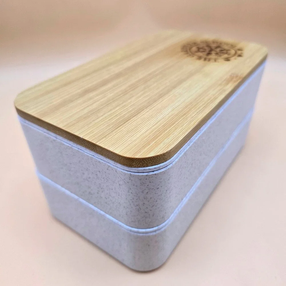 Bamboo Lid White Speckled Meal Prep Container Set
